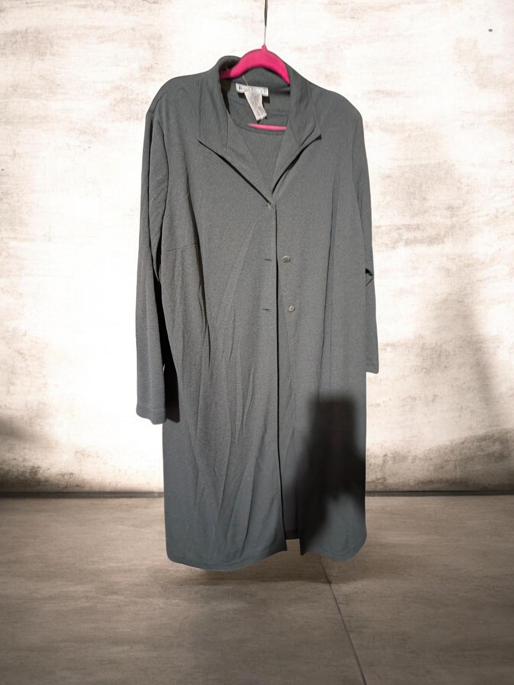 Women's Grey Long Coat Jacket Dress Set